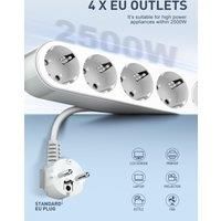 LDNIO Electric Extension 2M Power Strip Multiple European Plug Ruler Extension Outlet 20W Fast Charger Type C USB Socket Strips
