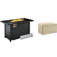 Outdoor Propane Gas Firepit Table With Rain Cover