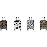 20-Inch Hard Shell Printed Cabin Suitcase w/ Wheels & Built-In Lock - 4 Prints