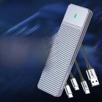 JEYI M.2 NVME SATA SSD Enclosure, USB C 3.2 Gen 2 10Gbps or 6Gbps SATA MKey(B+M Key) SSD Reader