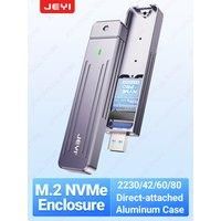 JEYI Directattach M.2 NVMe Enclosure, USBC Plug USB 3.2 10Gbps Inline Aluminum 2242 2280 SSD Case
