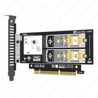 JEYI PCIe 5.0 to Dual M.2 NVMe Adapter-Card Supports X8/X16 Slot for 22110/2280/2260/2242/2230 SSDs Soft RAID Support