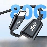JEYI 80Gbps Thunderbolt 5[Intel Certified] Nylon Braided Cable, 120Gbps Bandwidth for 16K Dual 8K,