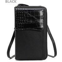 Black Stylish Soft Leather Crossbody Phone Bag - Lightweight, Multi-Compartment Handbag for Women
