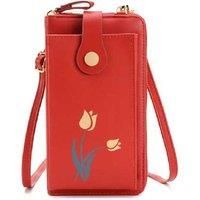 Unisex Black Flower Mini Vertical Phone Crossbody Bag - Lightweight Everyday Purse