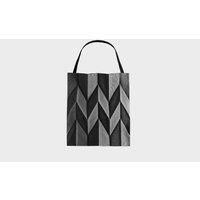 Unisex Black Geometric Diamond Pleated Tote Bag - Lightweight Foldable Shoulder Handbag