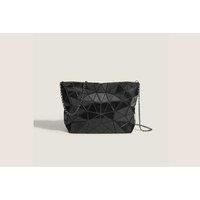 Black Minimalist Triangular-Patch Women's Crossbody Shoulder Bag - Adjustable Strap, Coin Purse, Versatile Style