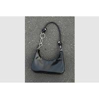 Black Vegan Leather Crossbody Shoulder Bag - Adjustable Strap, Multi-Compartment, Everyday Tote