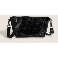 Unisex Black Geometric Diamond Checkered Shoulder Bag - Versatile Crossbody Purse, Metal Chain, Multiple Colours