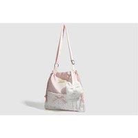 Unisex Black Pink Vegan Leather Bow Stripe Shoulder & Crossbody Bag - Lightweight Tote Purse