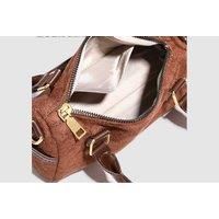 Unisex Black Boston Bag - Classic Brown Leather Tote Handbag with Large Capacity