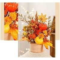 Simulated Autumn Maple Leaf & Pumpkin Decorative Potted Plant - Eco-Friendly Fabric & Plastic, Harvest Festival Table Decor