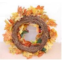 Autumn Pumpkin Pine Cone Wreath - Festive Door & Wall Decor, Plastic/Polyester/Cloth, Rustic Style