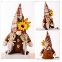 Faceless Doll Gnome Ornaments - Fabric Autumn Table Decor, Sunflower & Maple Leaf, Thanksgiving Figurines