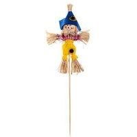 Wood & Fabric Scarecrow Decorative Insert - Rustic Harvest Table Decor