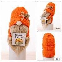 Thanksgiving Autumn Knitted Hat Gnome Doll - Plush Fabric Table Ornament, Festive Country Decor