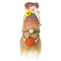 Handcrafted Wool Gnome Table Ornament - Harvest Season Shell Hat, Pumpkin, Soft Polyester Decor