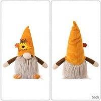 Thanksgiving Decorative Gnome Table Figurine - Soft Fabric, Light-Up, Harvest Home Accent