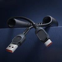 Toocki 100W USB Type C Data Cable Fast Charging Spring Pull Telescopic 6A USB C Android For Samsung