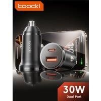 Toocki 30W USB C+A Car Charger Fast Charging Type C Car Charger Super Charge Cars USB Charger For iPhone 16 Samsung S24 Xiaomi