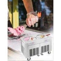 Double Pot Ice Cream Roll Machine Frozen Yogurt Roll Thai Stir Fried Ice Machine