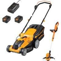 Cordless Lawn Mower with two 24v batteries including spare 37cm LawnMaster