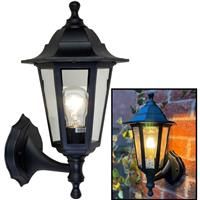 Lutec Coastal Wall Lantern IP44 E27 in Black Polycarbonate