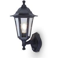 Lutec Coastal PIR Wall Lantern IP44 E27 in Black Polycarbonate