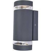 Lutec Focus Dusk to Dawn Wall Light IP44 2x GU10 in Dark Grey Aluminium