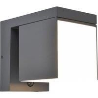 Lutec Prima PIR Solar Hybrid Wall Light IP44 9.5W 400lm 3000K in Dark Grey Die Cast Alumiunium