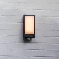 Lutec Qubo LED Outdoor Wall Light with PIR Motion Sensor - Anthracite