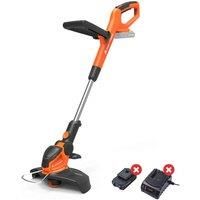 Yard Force 20V Lawn Trimmer LT C25W, 250mm Width, Auxiliary, Adjustable Cutting Angle, Telescopic Shaft, 1.2mm x 5m Spool, Soft Grip Handle, Battery and Charger Not Included