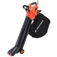 Yard Force 3-in-1 3000W Electric Corded Blower Vac and Mulcher with 35L Collection Bag and 100-300 km/h Air Speed - EB U30