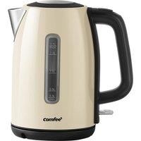 COMFEE' Electric Kettle 3000W Fast Boil, 1.7L Brushed Stainless Steel Kettle Cordless with Auto Shut-Off & Boil-Dry Protection, BPA-Free Material, 360° Rotating Base & Removable Filter