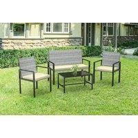 4 Piece Rattan Patio Furniture Set In 2 Colours - Black