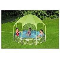Bestway Paddling Pool with UV Sunshade | Above Ground Pool for Kids and Toddlers, Green Tropical Style, 8 ft