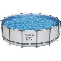 Bestway Steel Pro | Max Round Frame Swimming Pool with Filter Pump, Above Ground Frame Pools, Grey, 15ft