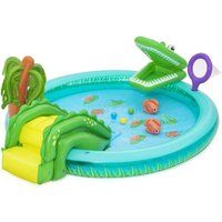 Bestway Crocodile Cove Play Center, Kids Paddling Pool with Slide, Water Play Center, Inflatable Water Park for Kids