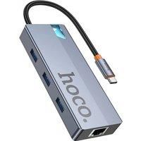 HOCO 5-in-1 USB C to HDMI-compatible RJ45 HUB 4K 60Hz PD100W USB Splitter Adapter For Macbook Air Portable Converter For Office