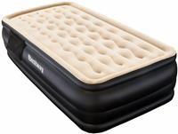Bestway Airbeds Dreamair Premium Single Airbed with Electric Built-In Pump, Air Mattress with Soft Flocked Surface and Travel Bag, Black, Single
