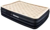 Bestway Airbeds Premium Flocked Dreamair Quick Inflation Comfort-Form Indoor Air Mattress with Built-In Pump and Travel Bag, Black, Queen
