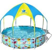 Bestway 56432-BEUX16AB02 Splash Frame Pool in Shade, with a Sun Canopy and Sprinkler 244 x 51 - Orange.