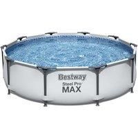 Bestway MAX Steel Pro Round Frame Swimming Pool with Filter Pump, Grey, 10 ft, Multicolor