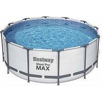 Bestway Steel Pro Max Round Frame Swimming Pool with Filter Pump, Grey, 12 ft