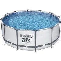 Bestway Steel Pro Max Round Frame Swimming Pool with Filter Pump, Grey, 12 ft