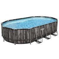 Bestway Power Steel Above Ground Pool, with pump and ladder, Oval Wooden design, 20Ft