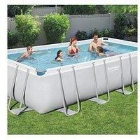 Bestway BW56465GB-21 Power Steel Above Ground Pool, with Pump and Ladder, Grey, 18 Ft