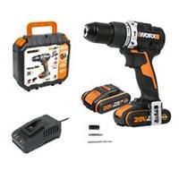 WORX WX352 18V (20V MAX) Brushless Motor Cordless Combi Hammer Drill with x2 2.0Ah Batteries, 20 V