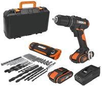 WORX WX370 20V 2x 2Ah Cordless Combi Drill Fast Charger Case 30pc Set New Model