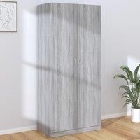 Berkfield Home Wardrobe Grey Sonoma 90x50x200 cm Engineered Wood | Size: 90 x 50 x 200 cm
